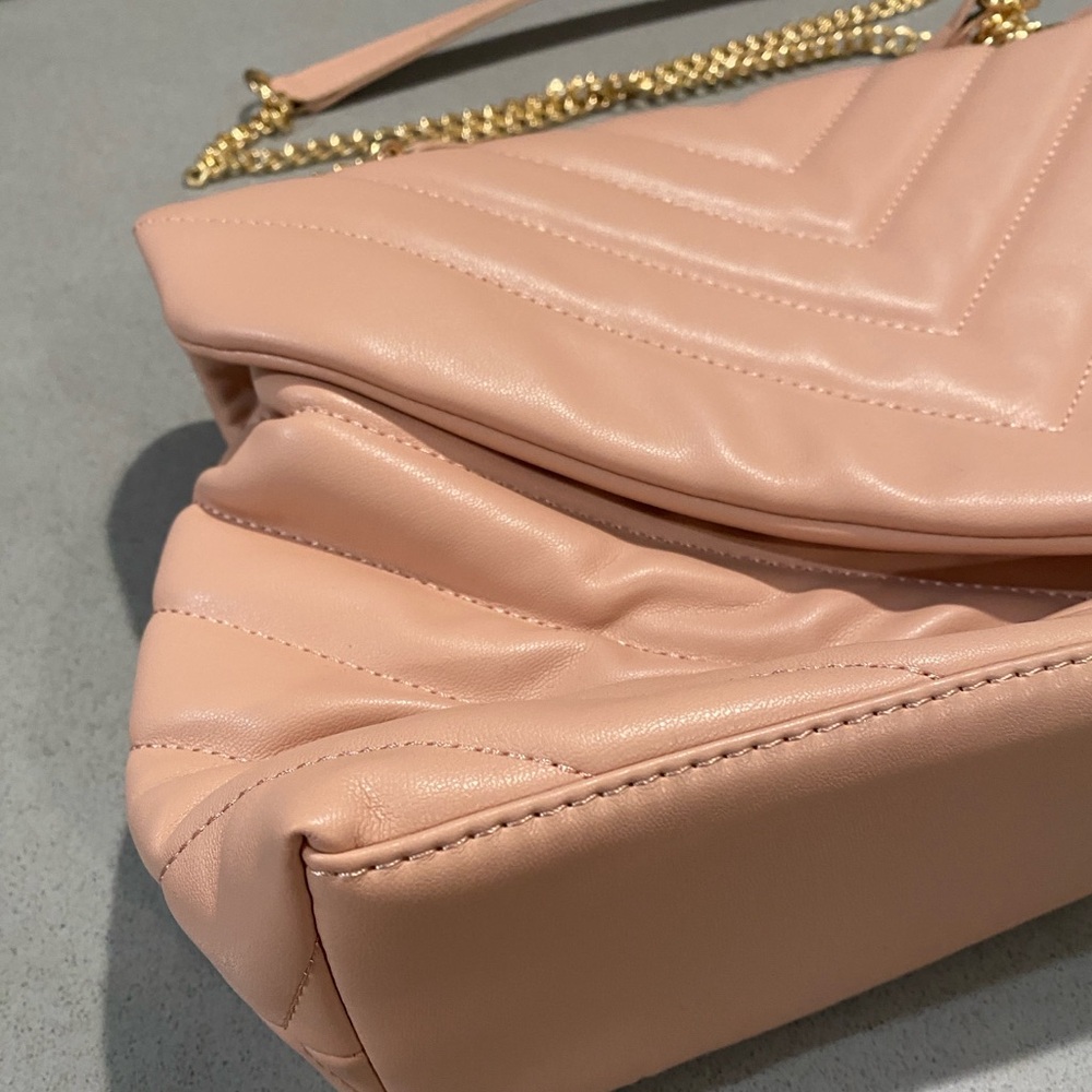 Blush Pink Peach Chain Strap Crossbody Handbag